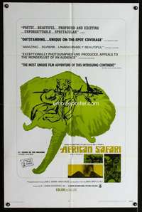 w027 AFRICAN SAFARI one-sheet movie poster '69 cool jungle documentary!
