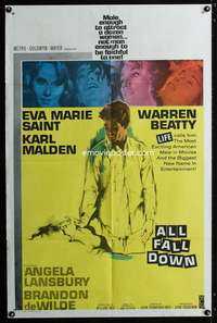 w037 ALL FALL DOWN one-sheet movie poster '62 Warren Beatty, Eva Marie Saint