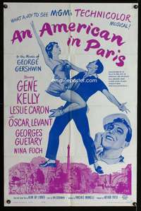 w047 AMERICAN IN PARIS one-sheet movie poster R63 Gene Kelly classic!