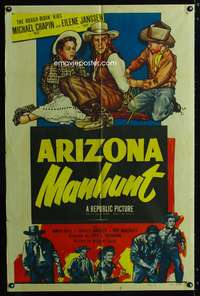 w063 ARIZONA MANHUNT one-sheet movie poster '51 The Rough-Ridin' Kids!