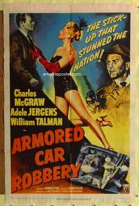 w064 ARMORED CAR ROBBERY one-sheet movie poster '50 sexy Adele Jergens!