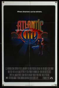 w069 ATLANTIC CITY one-sheet movie poster '81 Burt Lancaster, Huerta art!