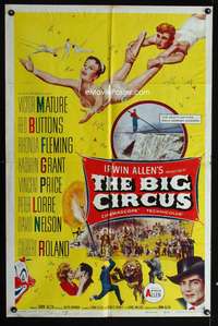 w100 BIG CIRCUS one-sheet movie poster '59 really cool trapeze image!