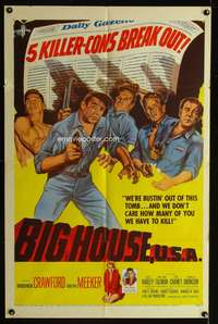 w104 BIG HOUSE USA one-sheet movie poster '55 five killer cons break out!