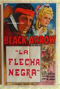 w111 BLACK ARROW one-sheet movie poster '44 Native American serial!