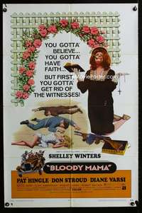 w120 BLOODY MAMA one-sheet movie poster '70 AIP, crazy Shelley Winters!
