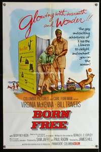 w130 BORN FREE one-sheet movie poster '66 Virginia McKenna, Travers, lion!