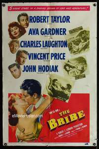 w138 BRIBE one-sheet movie poster '49 Robert Taylor, Ava Gardner, Laughton