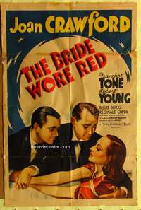 w139 BRIDE WORE RED one-sheet movie poster '37 Joan Crawford, Franchot Tone