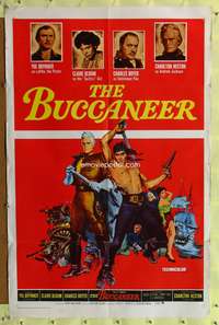 w148 BUCCANEER one-sheet movie poster R65 Brynner, Heston, Bloom, Boyer