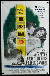 w247 DECKS RAN RED one-sheet movie poster '58 James Mason, Dorothy Dandridge