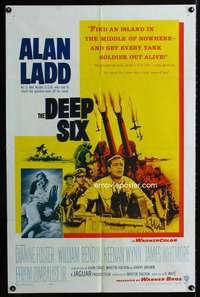 w249 DEEP SIX one-sheet movie poster '58 Alan Ladd, William Bendix, WWII