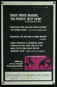 w252 DIARY OF A MAD HOUSEWIFE one-sheet movie poster '70 Frank Langella