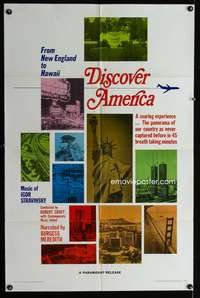 w261 DISCOVER AMERICA one-sheet movie poster '67 New England to Hawaii!