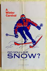 w264 DO YOU LIKE SNOW one-sheet movie poster '70s great skiing image!