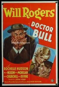 w266 DOCTOR BULL one-sheet movie poster R1937 John Ford, art of Will Rogers!
