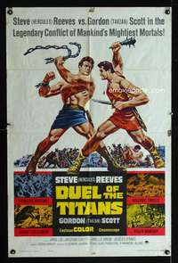 w281 DUEL OF THE TITANS one-sheet movie poster '63 Hercules vs Tarzan!