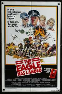 w285 EAGLE HAS LANDED one-sheet movie poster '77 Michael Caine, WWII!