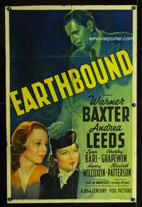 w289 EARTHBOUND one-sheet movie poster '40 Warner Baxter, Irving Pichel