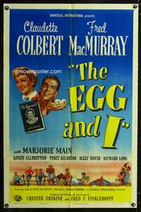 w290 EGG & I one-sheet movie poster '47 Claudette Colbert, Fred MacMurray