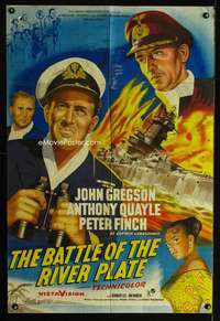 w087 BATTLE OF THE RIVER PLATE English one-sheet movie poster '56 Powell