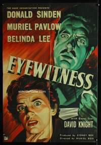 w313 EYEWITNESS English one-sheet movie poster '56 English film noir!