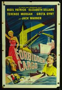 w340 FORBIDDEN CARGO English one-sheet movie poster '56 Nigel Patrick