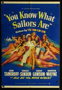 w920 YOU KNOW WHAT SAILORS ARE English one-sheet movie poster '54 sexy!
