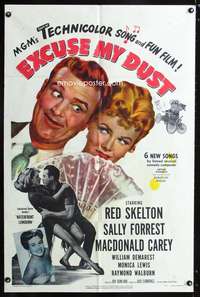 w307 EXCUSE MY DUST one-sheet movie poster '51 Red Skelton, Sally Forrest