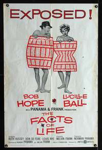 w314 FACTS OF LIFE one-sheet movie poster '61 Bob Hope & Lucille Ball