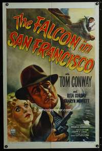w316 FALCON IN SAN FRANCISCO style A one-sheet movie poster '45 Tom Conway