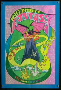 w318 FANTASIA one-sheet movie poster R70 Disney, wild psychedelic artwork!