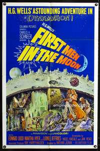 w325 FIRST MEN IN THE MOON one-sheet movie poster '64 Ray Harryhausen