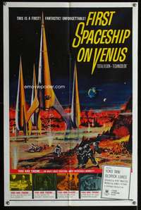 w326 FIRST SPACESHIP ON VENUS one-sheet movie poster '62 German sci-fi!