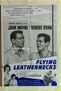 w332 FLYING LEATHERNECKS military one-sheet movie poster R60s John Wayne
