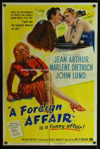 w342 FOREIGN AFFAIR one-sheet movie poster '48 Jean Arthur,Marlene Dietrich