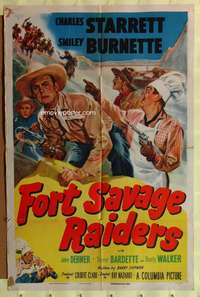 w344 FORT SAVAGE RAIDERS one-sheet movie poster '51 Starrett as Durango Kid