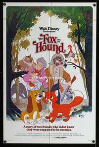 w349 FOX & THE HOUND one-sheet movie poster '81 Walt Disney animals!