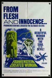 w350 FRANKENSTEIN CREATED WOMAN one-sheet movie poster '67 Peter Cushing