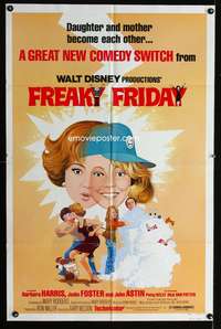 w352 FREAKY FRIDAY one-sheet movie poster '77 Jodie Foster, Disney