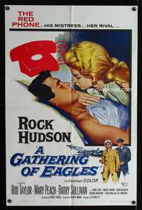 w364 GATHERING OF EAGLES one-sheet movie poster '63 Rock Hudson, Peach