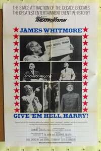 w375 GIVE 'EM HELL HARRY one-sheet movie poster '75 James Whitmore