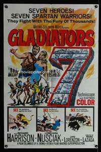 w376 GLADIATORS SEVEN one-sheet movie poster '63 Harrison, sword & sandal!