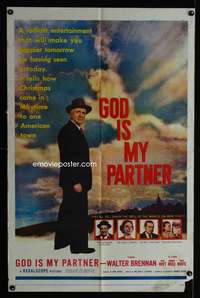 w377 GOD IS MY PARTNER one-sheet movie poster '57 Walter Brennan