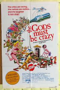 w378 GODS MUST BE CRAZY one-sheet movie poster '82 Goodman artwork!