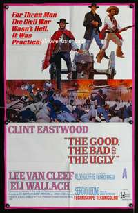 w387 GOOD, THE BAD & THE UGLY one-sheet movie poster '68 Clint Eastwood