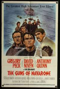 w403 GUNS OF NAVARONE one-sheet movie poster '61 Greg Peck, Niven, Quinn
