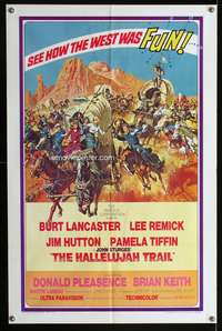 w405 HALLELUJAH TRAIL one-sheet movie poster '65 Burt Lancaster, Remick