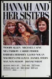w406 HANNAH & HER SISTERS one-sheet movie poster '86 Woody Allen, Farrow