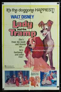 w492 LADY & THE TRAMP one-sheet movie poster R72 Walt Disney classic!
